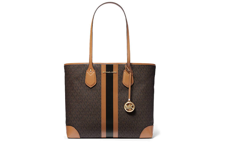 MICHAEL KORS Eva Artificial Leather Mother Daughter Tote Bag, Shopping Bag, Handbag, Shoulder Bag Women's Acorn Brown