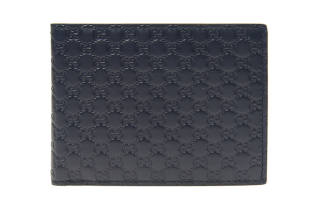 GUCCI Cow Leather Wallet Men's Blue/Navy Blue