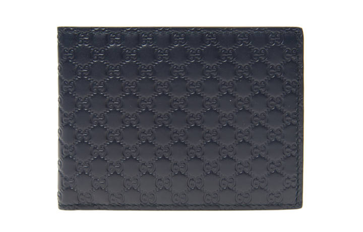 GUCCI GUCCI Cow Leather Wallet Men's Blue/Navy Blue
