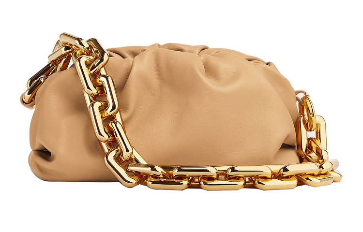 Bottega Veneta Calfskin Shoulder Bag, Handbag, Clutch Regular Women's Almond