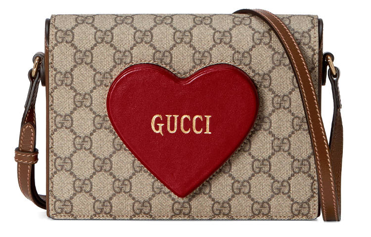GUCCI Valentine's Day Collection Canvas With Leather Messenger Bag Shoulder Bag, Crossbody Bag Mini Women's