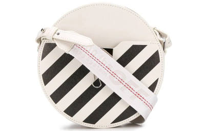 OFF-WHITE OFF WHITE Diag Leather Shoulder Bag, Crossbody Bag Regular Unisex Ecru