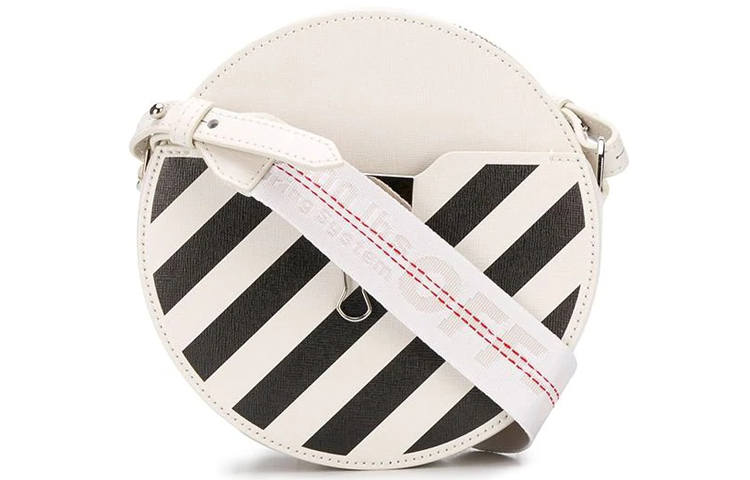OFF-WHITE OFF WHITE Diag Leather Shoulder Bag, Crossbody Bag Regular Unisex Ecru