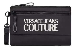 VERSACE JEANS COUTURE Nylon Zip Bag Storage Clutch Men's Black