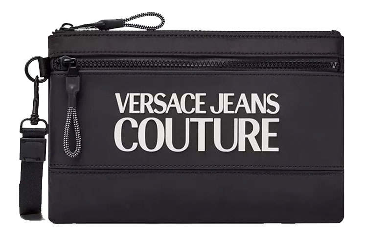 VERSACE JEANS COUTURE Nylon Zip Bag Storage Clutch Men's Black