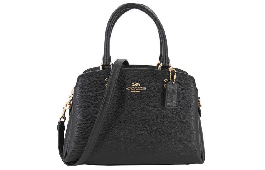 COACH Lillie Cross Grain Leather Laptop Bag, Briefcase, Shoulder Bag, Crossbody Bag, Handbag Small Women's Black