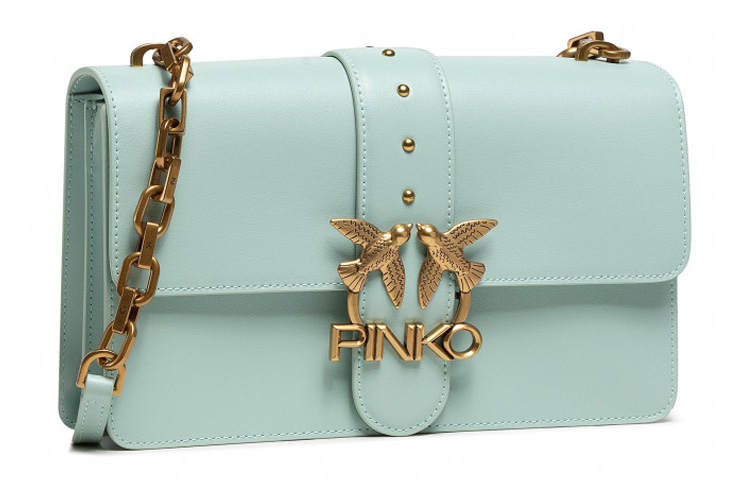 PINKO Leather Shoulder Bag, Crossbody Bag Women's Mint Green