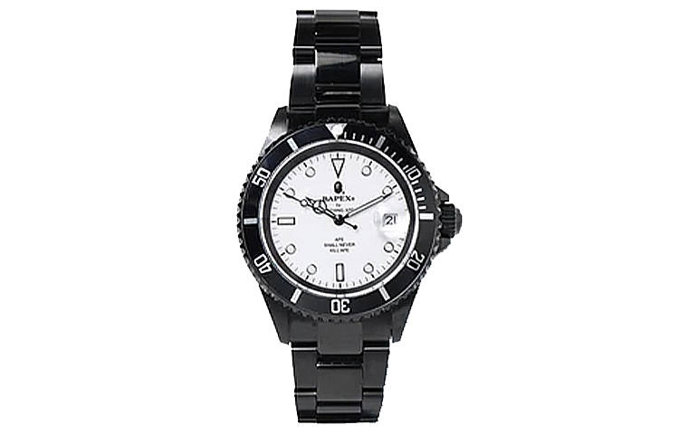 A BATHING APE Bape Watch Ape Head Collection Quartz Movement Metal Strap Watch Unisex White Dial