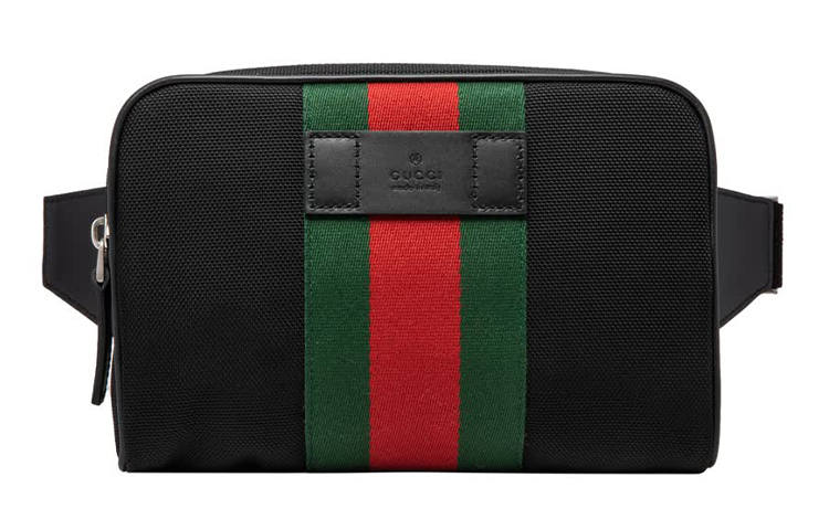 GUCCI Canvas Bag, Small Square Bag, Sling Bag, Fanny Pack Men's Black