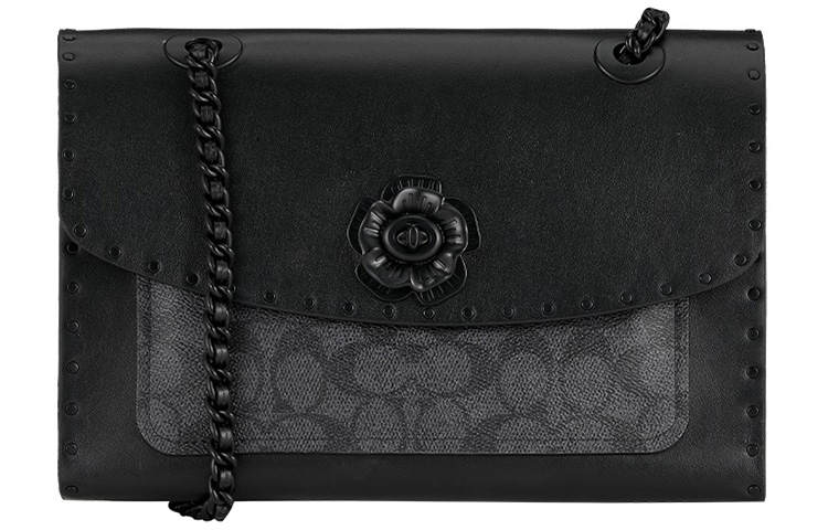 COACH PARKER Canvas With Leather Crossbody Bags Medium Women's Black/Charcoal Gray