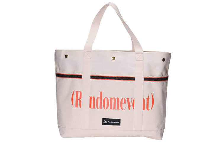 PUMA Randomevent Collaboration Letter Print Fabric Tote Bag, Shopping Bag, Handbag Regular Unisex White