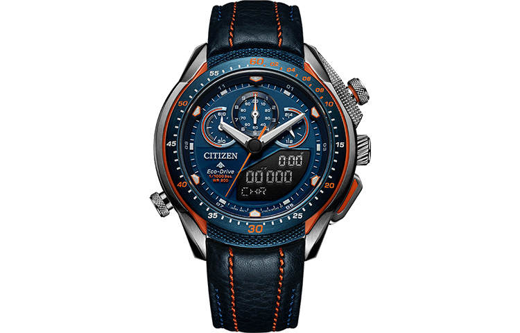 CITIZEN PROMASTER Light Powered Quartz Movement Cow Leather Strap Watch Men's Watches Blue Dial