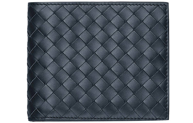 Bottega Veneta Cow Leather Card Holder, Wallet Unisex Dark Blue