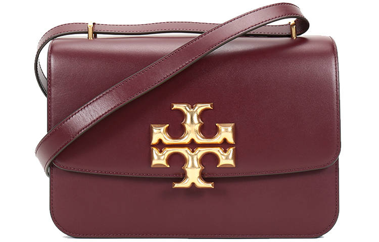 TORY BURCH Eleanor Leather Crossbody Bag, Shoulder Bag Women's Burgundy