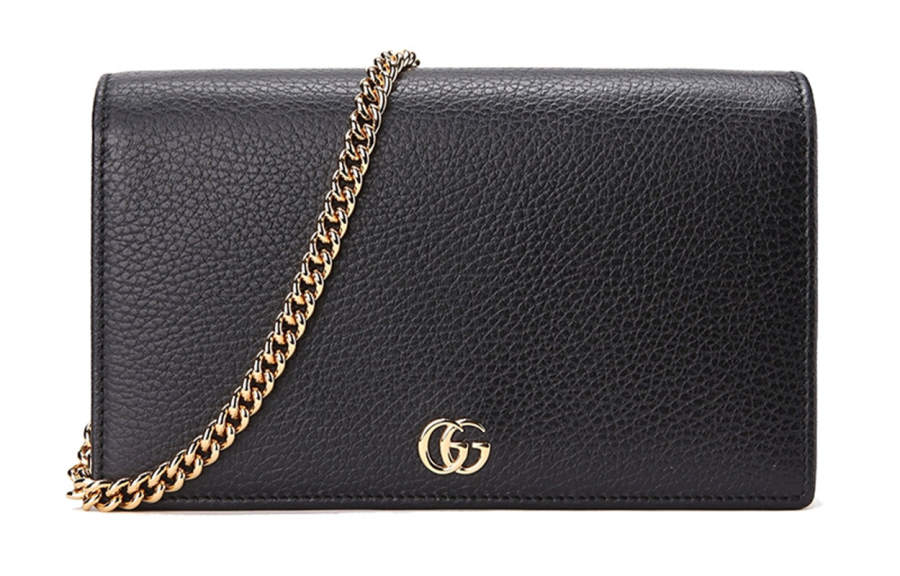 GUCCI Leather Shoulder Bag Women's Black