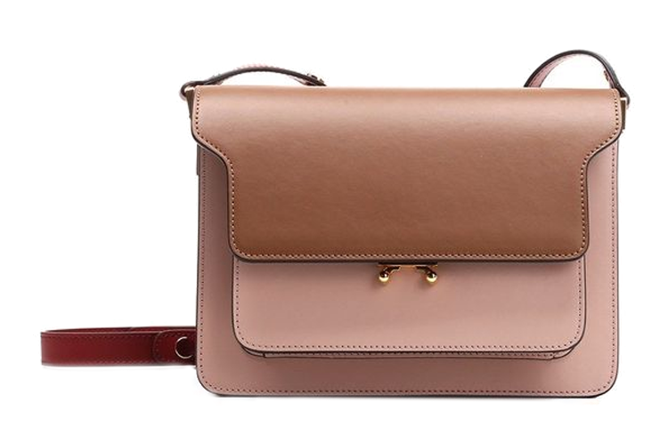MARNI Cow Leather Trunk Bag, Crossbody Bag, Shoulder Bag Medium Women's Brown & Pink