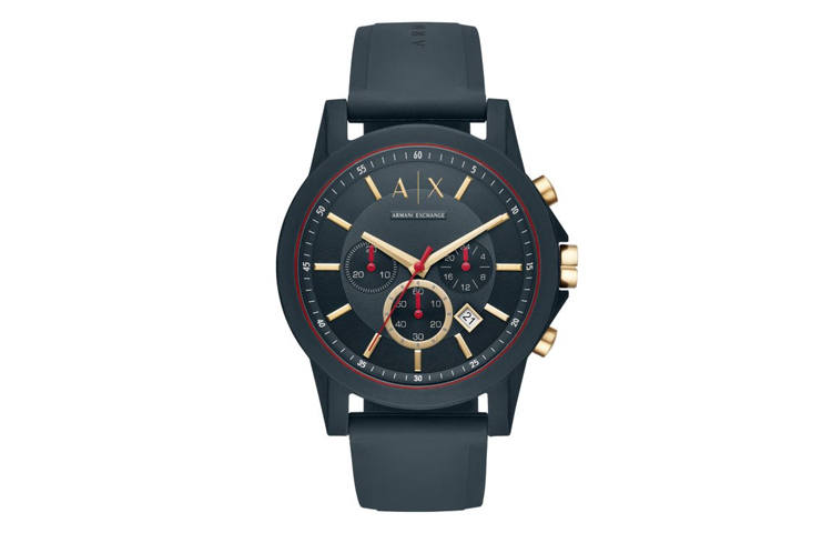 ARMANI EXCHANGE Wrist Watches Quartz Movement Silicone Strap Blue Dial Men's Watches AX1335