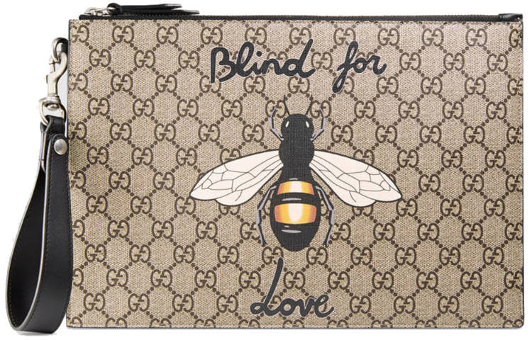 GUCCI GUCCI Canvas With Leather Clutch Medium Men's Ebony/Black