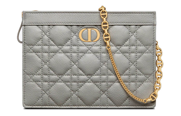 DIOR Caro Soft Cow Leather Crossbody Bags Women's Gray