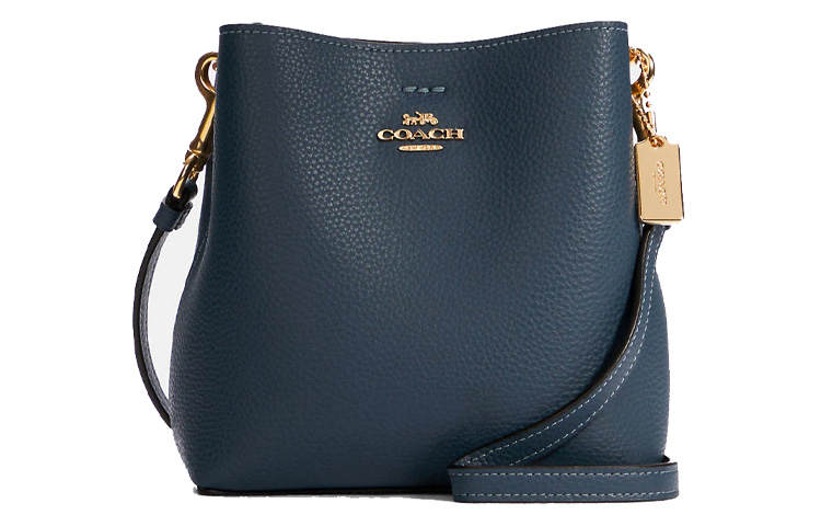 COACH Town Canvas Leather Bucket Bag, Shoulder Bag, Crossbody Bag Small Women's Denim Blue