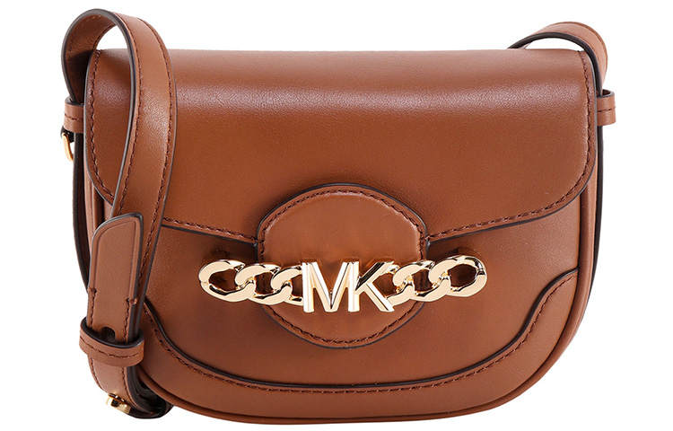 MICHAEL KORS Hally Cow Leather Saddle Bag, Shoulder Bag, Crossbody Bag Medium Women's Brown