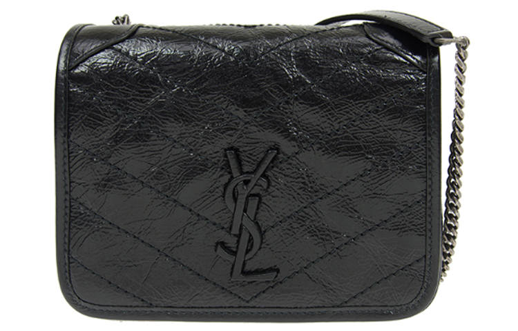 SAINT LAURENT Niki Cow Leather Chain Wallet, Crossbody Bag, Shoulder Bag Women's Black