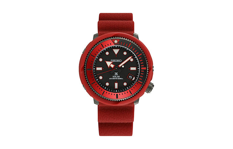 SEIKO Prospe Solar Movement Silicone Strap Watch Unisex Black Dial