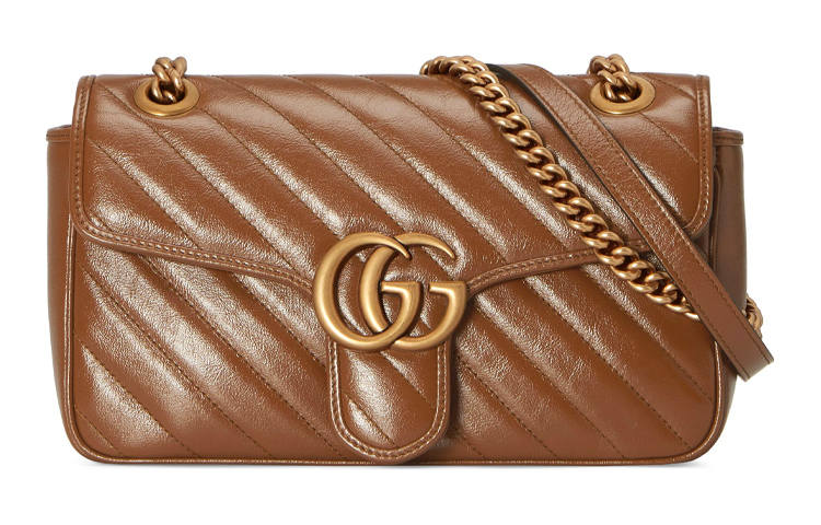 GUCCI GG Monogram Leather Chain Bag, Crossbody Bag, Shoulder Bag Women's Brown