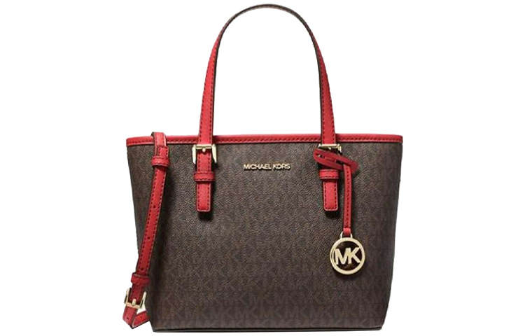 MICHAEL KORS Jet Set Travel Leather Basket Bag, Tote Bag, Shopping Bag, Shoulder Bag, Crossbody Bag, Handbag Mini