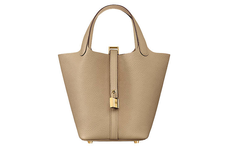 HERMES Picotin Lock Clemence Bullock Leather Basket Bag, Bucket Bag, Handbag 18 Women's S2 Trench Coat Beige