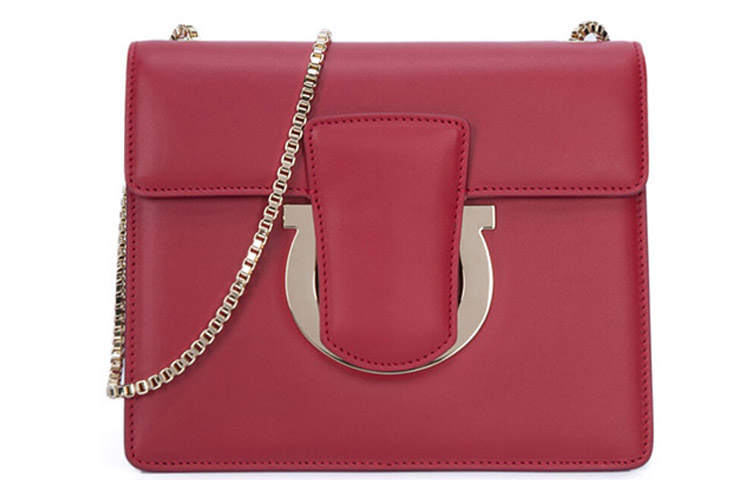 FERRAGAMO Cow Leather Shoulder Bag Women's Red