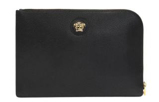 VERSACE Cow Leather Clutch Men's Black