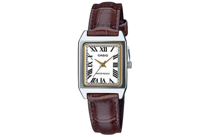 CASIO CASIO STANDARD Small Square Table Quartz Movement Leather Strap Watch Women's Watch White Dial