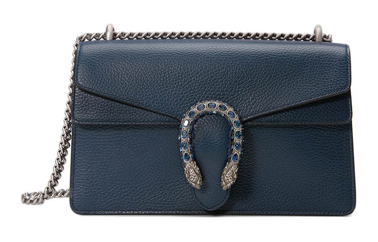 GUCCI Dionysus Leather Crossbody Bag, Shoulder Bag Women's Dark Blue