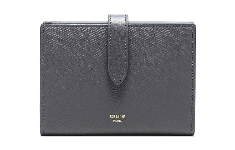 CELINE CELINE Cow Leather Wallet Women's Gray