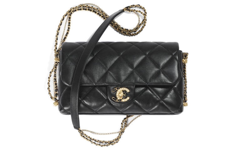 CHANEL Sheepskin Material Gold Metal Mouth Cover Bag, Crossbody Bags, Shoulder Bags Women's Black