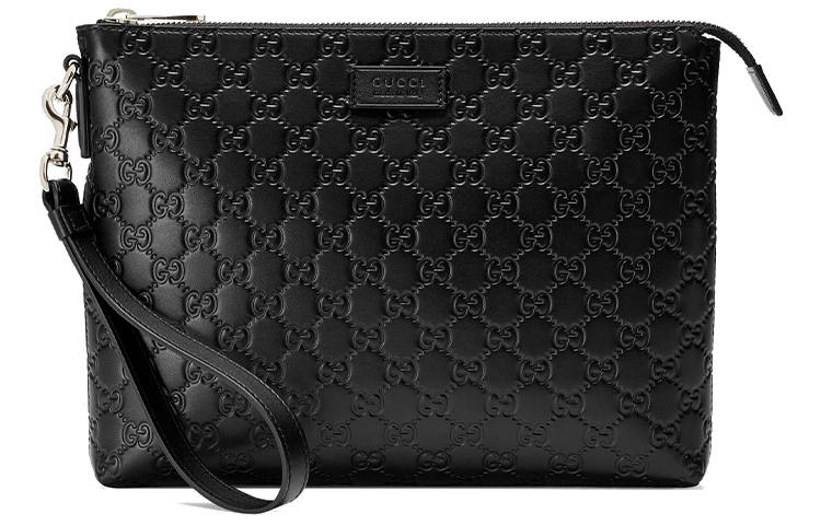 GUCCI Leather Clutch Men's Black