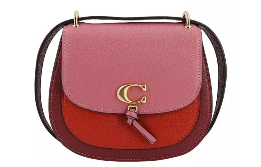 COACH Remi Leather Saddle Bag, Crossbody Bag, Shoulder Bag Women's Red Cherry Blossom Pink Gradient