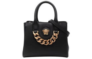 VERSACE Calfskin Tote Bag, Shopping Bag, Handbag, Shoulder Bag, Crossbody Bag Women's Black