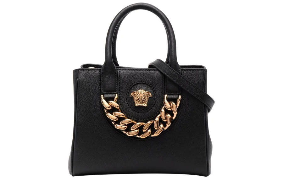 VERSACE VERSACE Calfskin Tote Bag, Shopping Bag, Handbag, Shoulder Bag, Crossbody Bag Women's Black