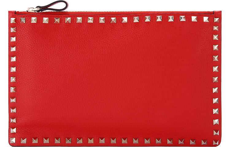 Valentino Cow Leather Clutch Large Women's Red