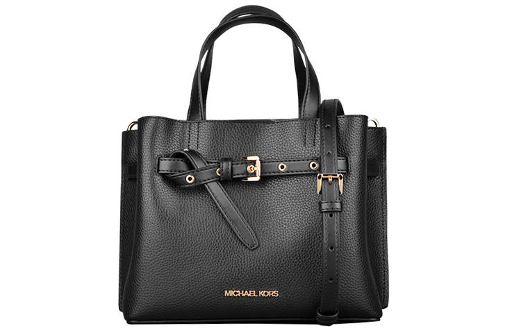 MICHAEL KORS Emilia Cow Leather Shoulder Bag, Crossbody Bag, Handbag Small Women's Black