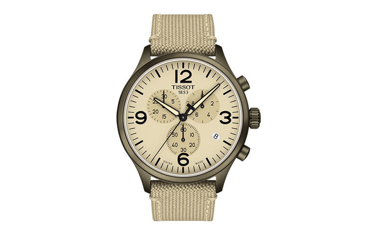 TISSOT Soko Collection Quartz Movement 100m Waterproof Men's Watch 45mm Yellow Watch Dial Stainless Steel Case