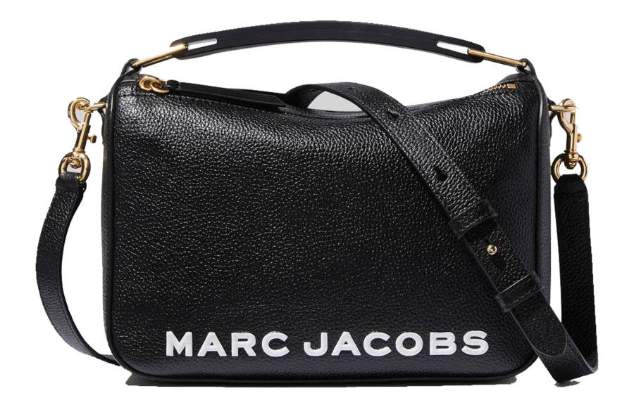 MARC JACOBS Letter Print Leather Shoulder Bag, Crossbody Bag, Handbag Regular Women's Black