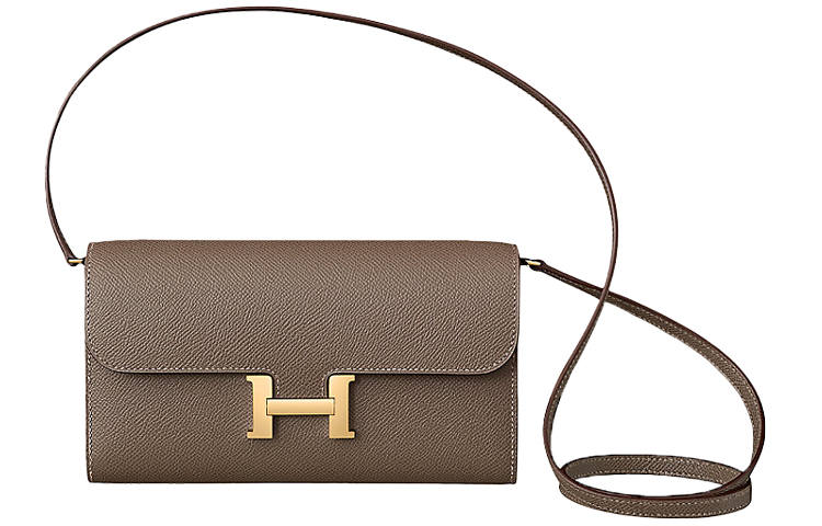 HERMES Constance To Go Gold tone Lock Epsom Leather Crossbody Bags Women's 18 Etoupe Elephant Gray