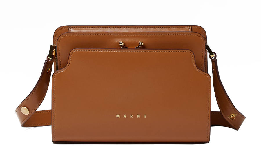 MARNI Trunk Bag REVERSE Nappa, Calfskin Shoulder Bag Women's Brown