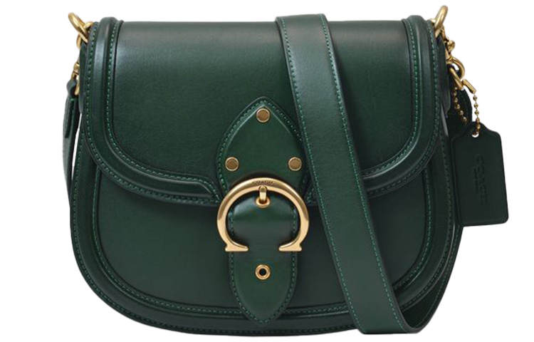 COACH Beat Leather Saddle Bag, Crossbody Bag, Shoulder Bag Women's Green