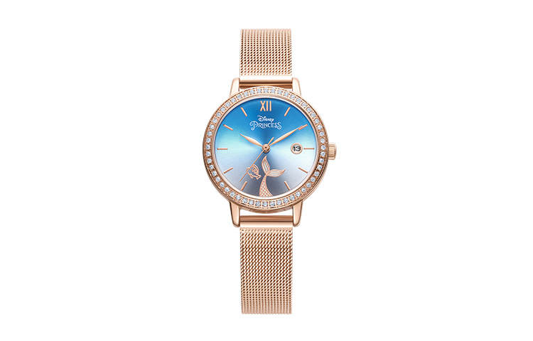 Disney Princess Quartz Movement Steel Strap Watch Women's Watch Blue Dial MK 11503RG