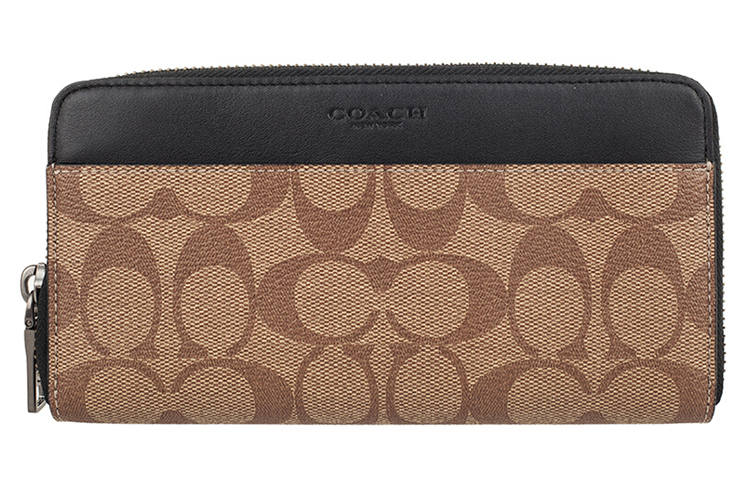 COACH Accordion Wallet PVC Accordion Bag Wallet Men's Khaki Brown