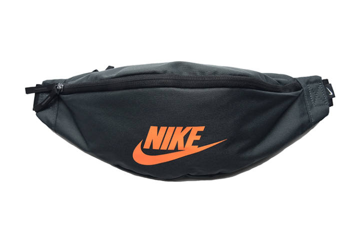 Nike Nike Heritage Zip Closure Polyester Fanny Pack Regular Unisex Black Orange